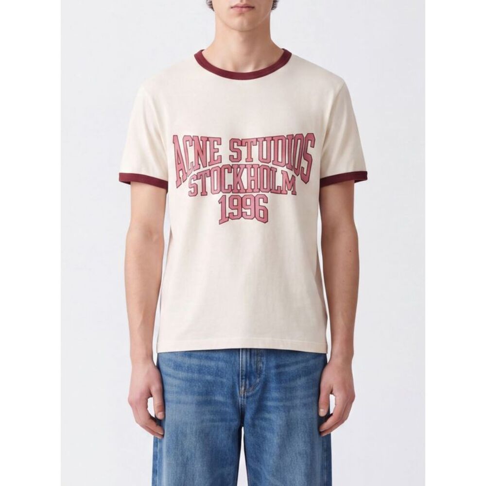 Acne Studios Men Acne Studios Short-Sleeved Contrast Logo Print Cotton T-Shirt